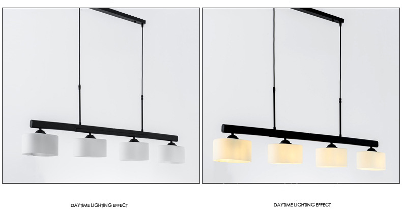 โคมไฟแขวนเพดานสไตล์นอร์ดิกโครงสีดำก้านยาวโป๊ะแก้วสีขาวขุ่นไฟ 4 ดวง [H863]