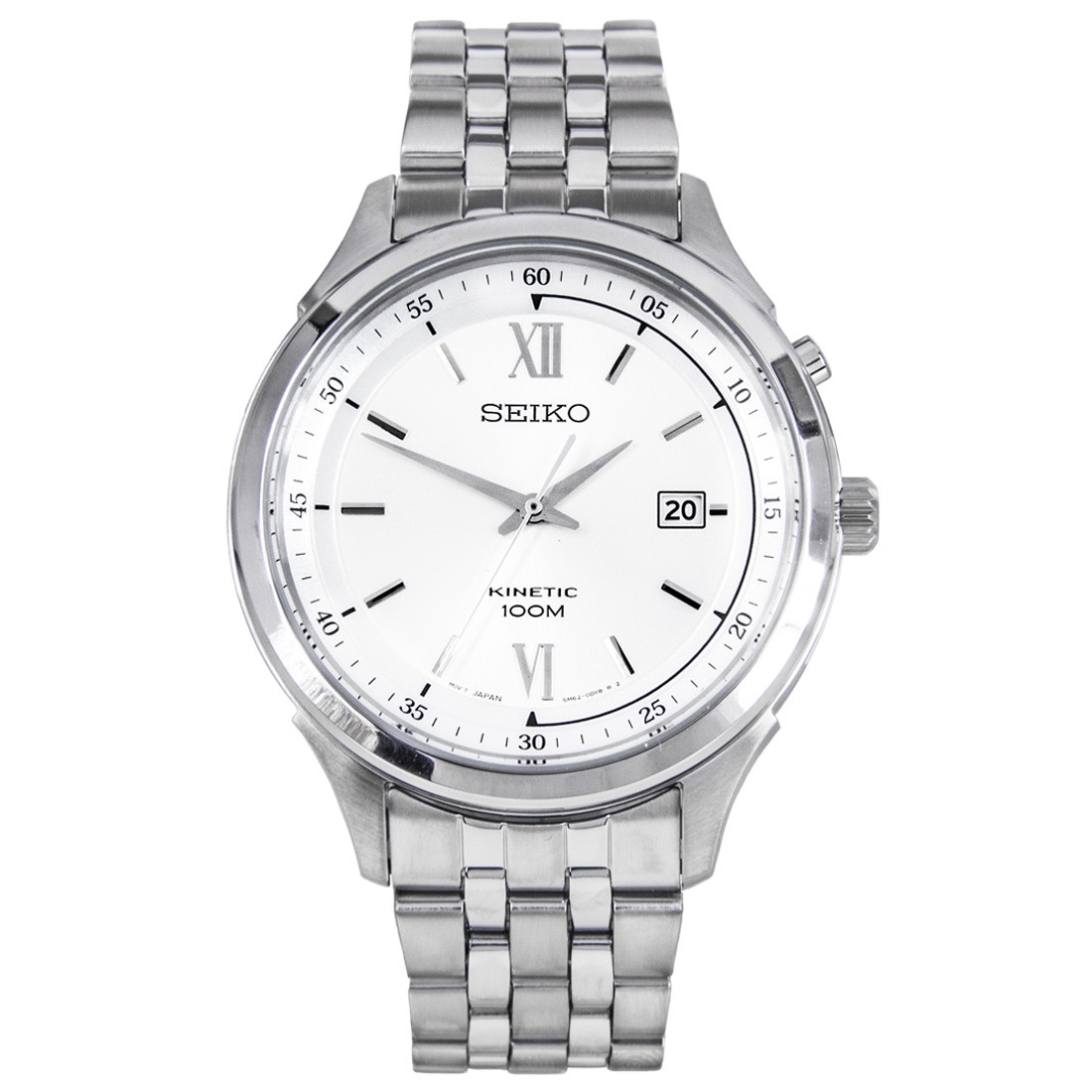 Seiko Kinetic นาฬิกาผู้ชาย สายสแตนเลส รุ่น SKA653P1 - Silver