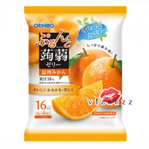 BBE.11/25 (รส Orange ส้ม) Orihiro Jelly 120g (20g x 6 ชิ้น) โอริฮิโระ เยลลี่บุกผสมกับน้ำผลไม้เข้นข้นจากประเทศญี่ปุ่น แคลลอรี่ต่ำ ทานง่าย เพียงฉีกจากซอง