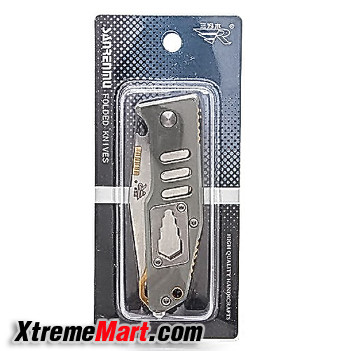 มีดพับ มีดพับเอนกประสงค์ Sanrenmu 7046LTX-LKR-T3 Stainless Steel Folding Knife (ด้ามสีเงิน)