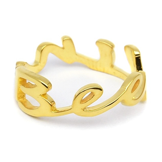 Letter Ring แหวนตัวอักษร คำว่า Lin Bee ทองคำ YG หนัก 2.79 กะรัต เพชร 1 เม็ด น้ำหนัก 0.02 กะรัต GVVS ขนาดแหวน #49