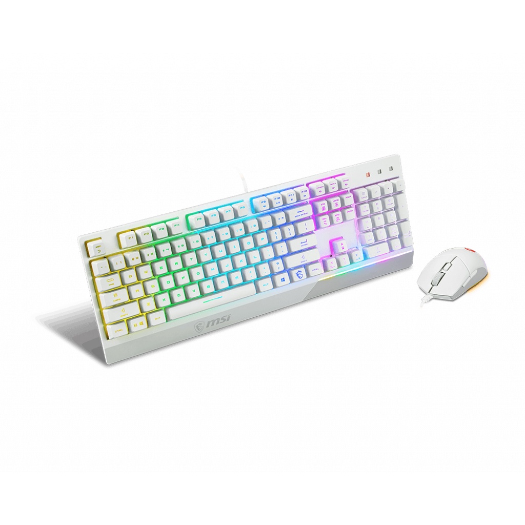 KEYBOARD & MOUSE (คีย์บอร์ดและเมาส์) White สีขาว MSI VIGOR GK30 GAMING KEYBOARD AND CLUTCH GM11 GAMING MOUSE COMBO