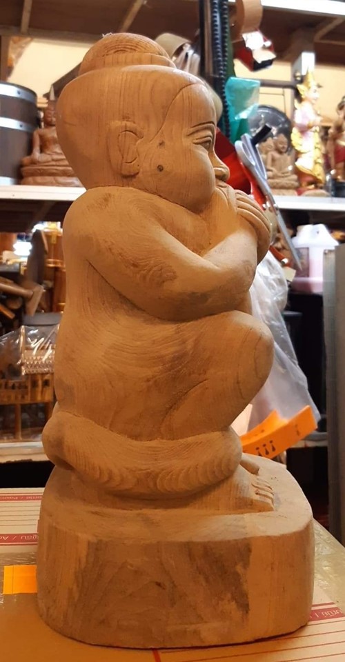 กุมารดูดรก ไม้สักแกะสลักงานฝีมือ (งานใหม่สั่งทำ ยังไม่ได้ปลุกเสก) (สูง16นิ้ว)