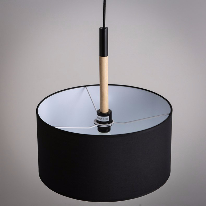 โคมไฟแขวนเพดานโป๊ะผ้าหัวไม้สไตล์โมเดิร์น 40cm [P3810]