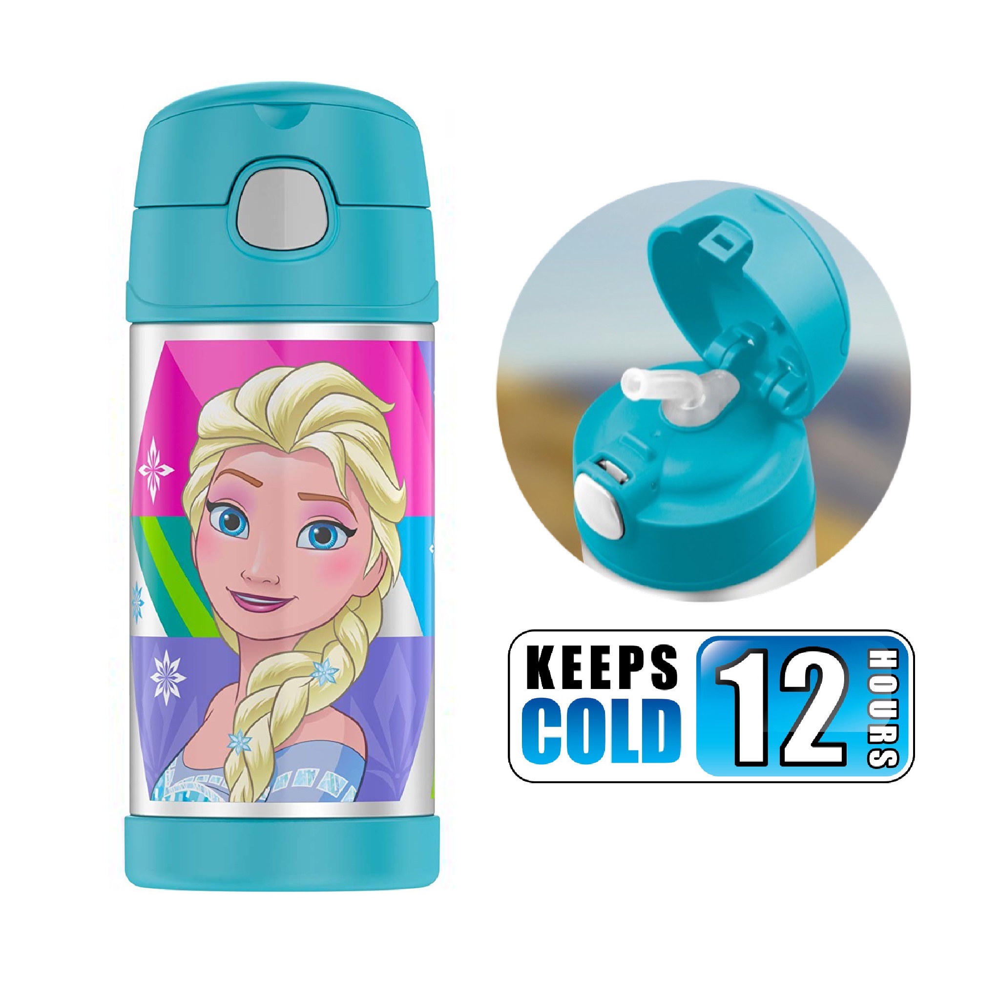 กระติกน้ำสเตนเลสรักษาอุณหภูมิ Thermos FUNtainer Vacuum Insulated Stainless Steel Bottle 12OZ (Frozen Aqua#3)