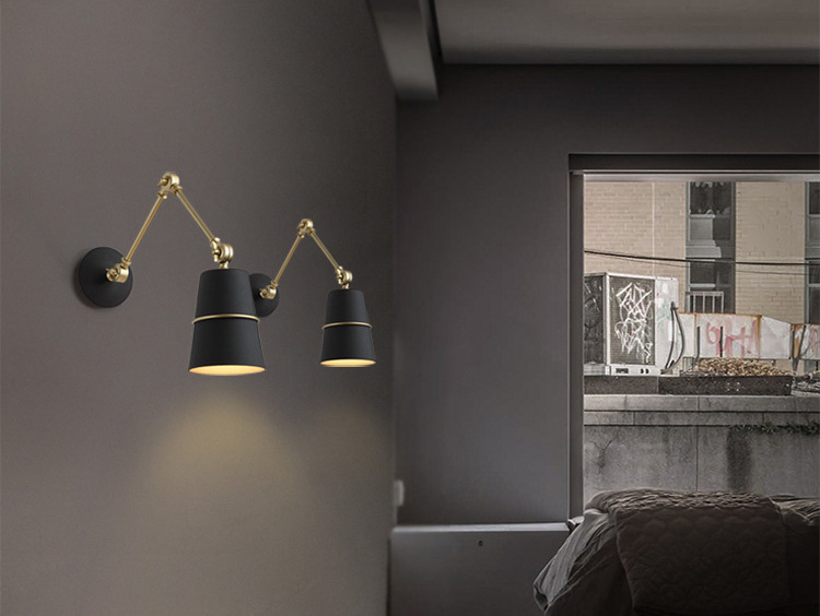 โคมไฟติดผนังภายในแขนปรับได้ 2 Step โป๊ะโคมทรงแก้วน้ำ สไตล์อเมริกันโมเดิร์น [DM8002-1B]