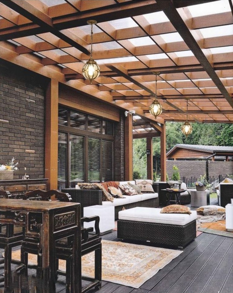 โคมไฟแขวนภายนอก European style ทรงกลมมีแก้วครอบหลอดไฟ [HDS-DD006]