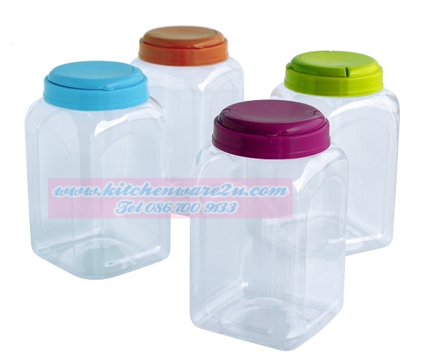 P00169 ขวดโหลพลาสติกใส ปาก 5 นิ้ว (11*11*21 ซม.) (ราคาส่งต่อ 1 โหล: 12 ใบ)