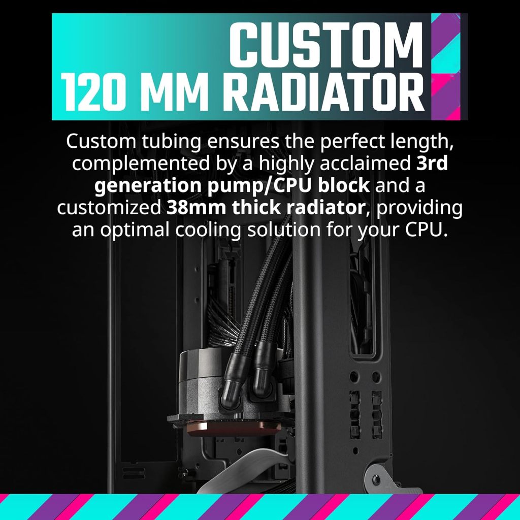 Cooler Master NCORE 100 MAX Bronze ITX SFF Tower Case, Custom 120mm AIO