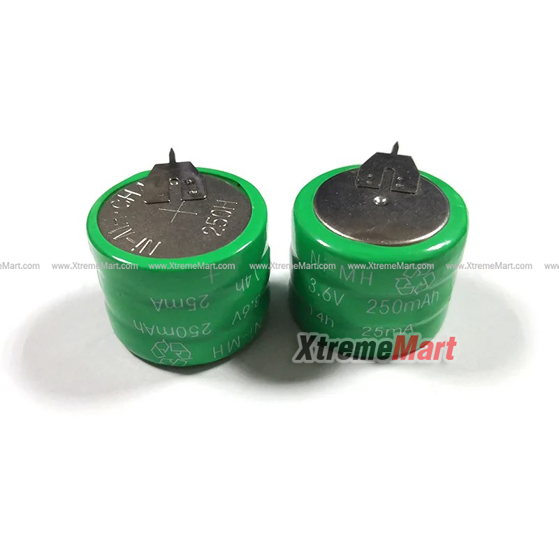 ถ่านกระดุมมีขา 3.6V 250mAh NI-MH Ni MH Batteries With 2-Pins Rechargeable Button Cell Battery for Clock memory (ชิ้นละ)