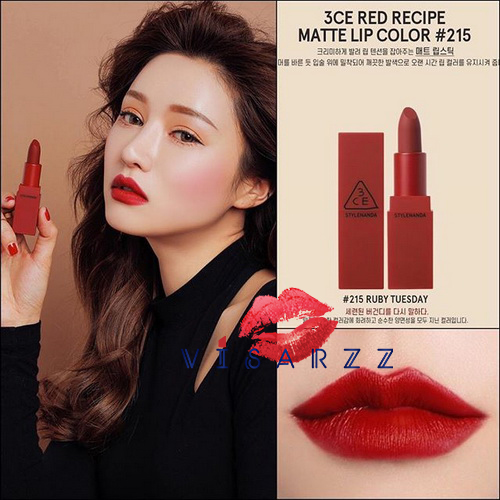 3CE Red Recipe Matte Lip Color # 215 Ruby Tuesday ลิปสติก Limited Edition พิเศษสำหรับช่วงนี้เท่านั้น