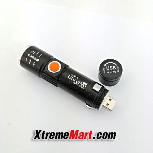 ไฟฉายซูม Ultrafire รุ่น 616-25000W XML-T6 LED 3 Modes USB Rechargeable Flashlight แสงสีขาว