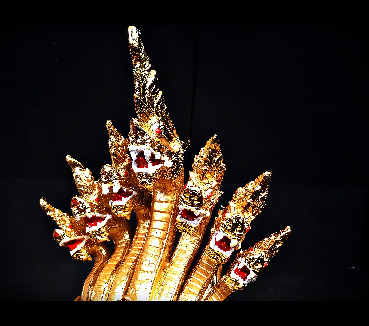 รูปหล่อ พญานาค อนันตนาคราช 7เศียร เลื่อย สีทอง เนื้อโลหะ (ปิดทอง ชุบทองด้าน ยาว14นิ้ว สูง11.5นิ้ว) (ขายปลีก ขายส่ง งานฝีมือสั่งทำหล่อ)