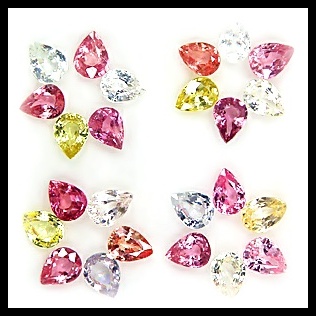 พลอยแฟนซีหยดน้ำ 4x3มิล Pear Fancy Sapphire จัดเซ็ท 20 เม็ด หนัก 4.77 กะรัต หลากหลายสี Multi Color เนื้อดี สีสวยงามทั้งอ่อน เข้ม ปนๆกัน