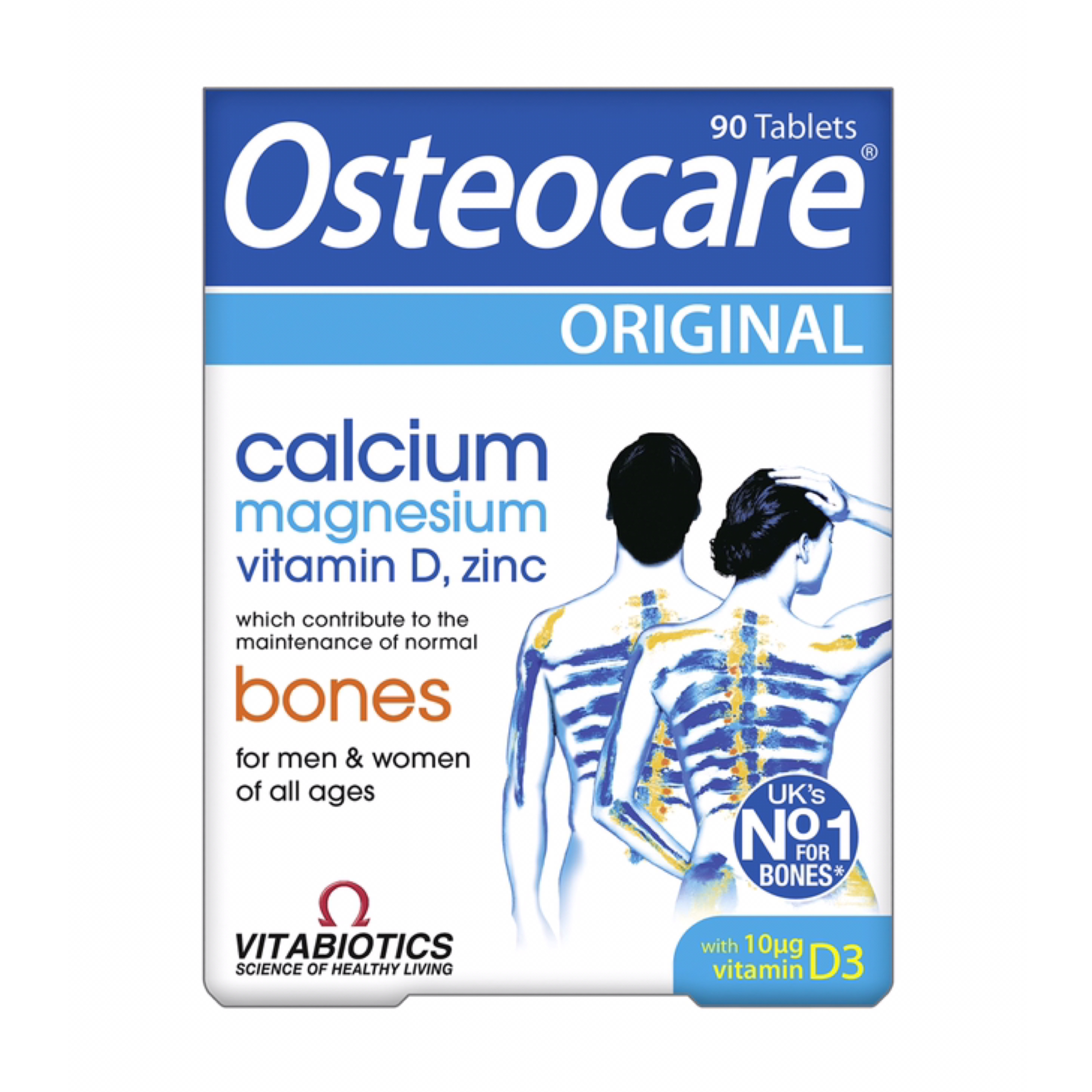 แคลเซียมชนิดเม็ดสำหรับผู้ใหญ่ Vitabiotics Osteocare Original - Calcium Magnesium Vitamin D, Zinc