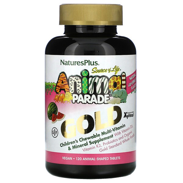 วิตามินรวมชนิดเม็ดเคี้ยวสำหรับเด็ก NaturesPlus Animal Parade GOLD Children's Chewable Multi-Vitamin & Mineral Supplement