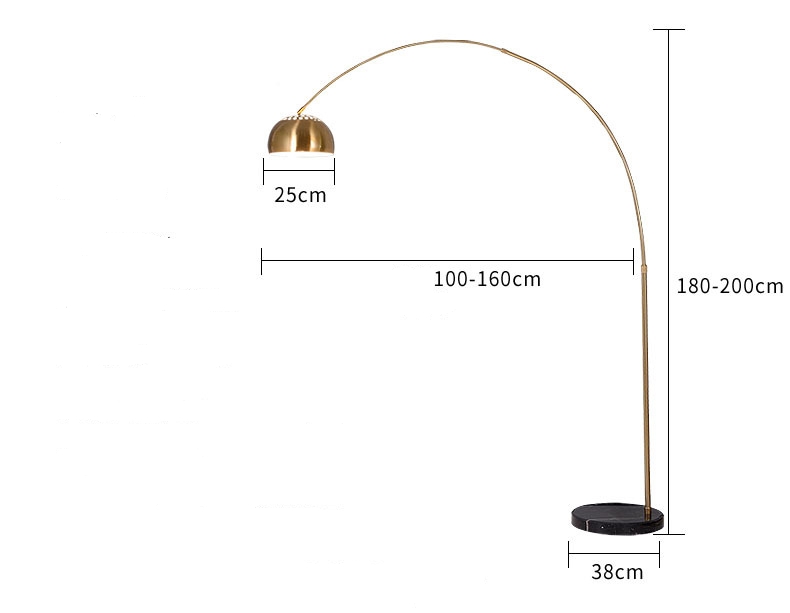 โคมไฟตั้งพื้นทรงโค้งโมเดิร์นสีทอง [FLMG-1]