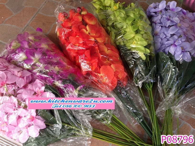 P08796 ดอกไม้ปลอม ก้านยาว สีสวยสด (ราคาส่งต่อ12 ช่อ 180 บ/โหล ส่ง 15 บาท ขายส่งทุกอย่าง 20 บาท)