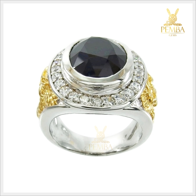 แหวนนิลแท้ เงินแท้925 ชุบทองคำขาว ตัวเรือนสุดเก๋ลายมังกร