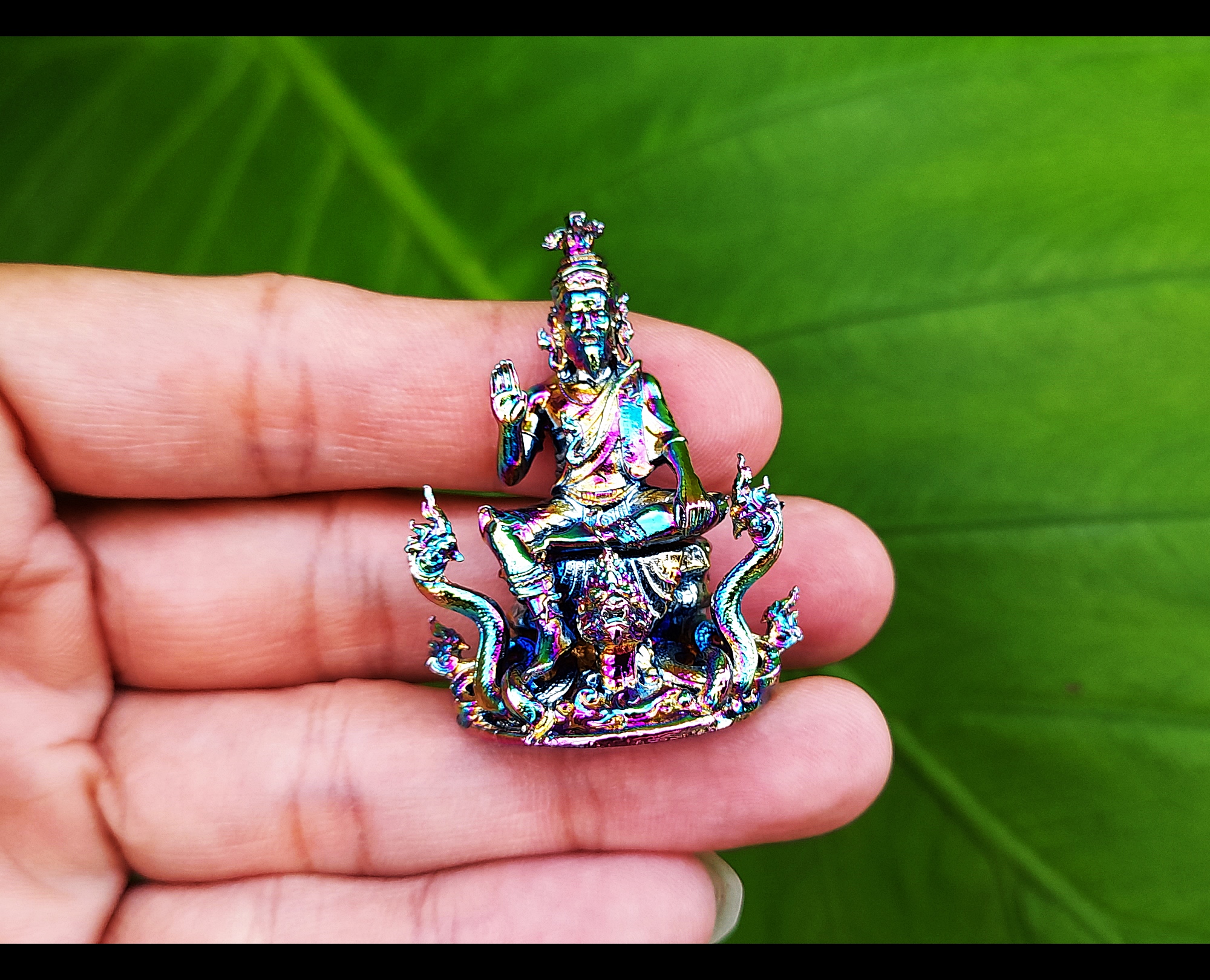 รูปหล่อ พ่อปู่ฤาษี พญานาค(ครูอาจารย์ของเหล่าสายพญานาค) เนื้อไทเทเนียม สีรุ้ง(ขนาดเล็กพกพา) ปี2564 - (เข้าพิธีบวงสรวงแล้ว) #รับประกันแท้