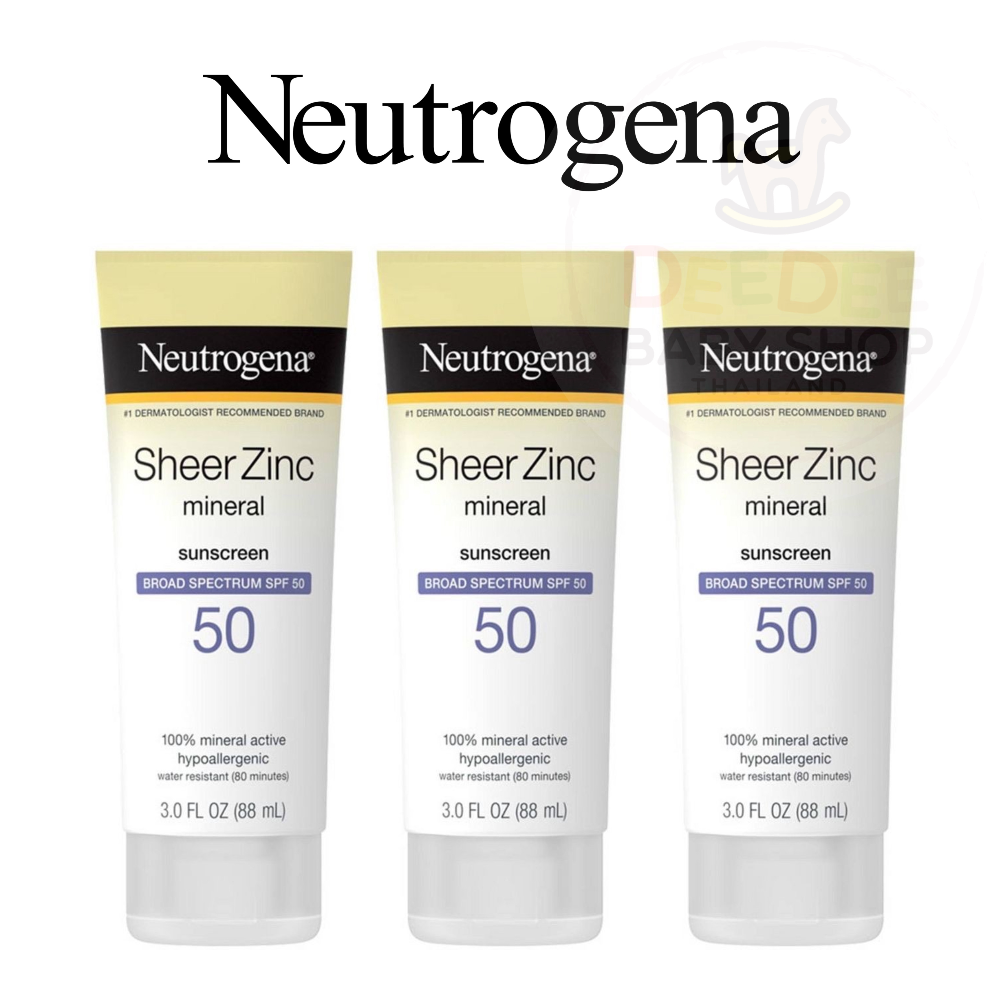 โลชั่นกันแดดสำหรับผิวหน้าและผิวกาย Neutrogena Sheer Zinc Dry-Touch Sunscreen SPF 50