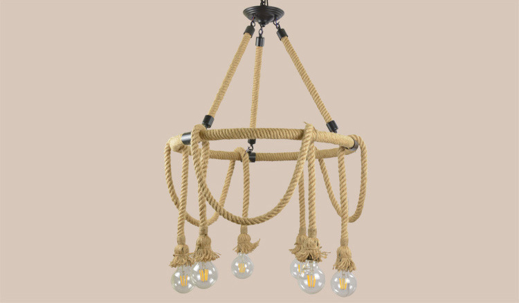 โคมไฟระย้าเชือกลอฟท์วินเทจ 6 ดวง [LF-036]