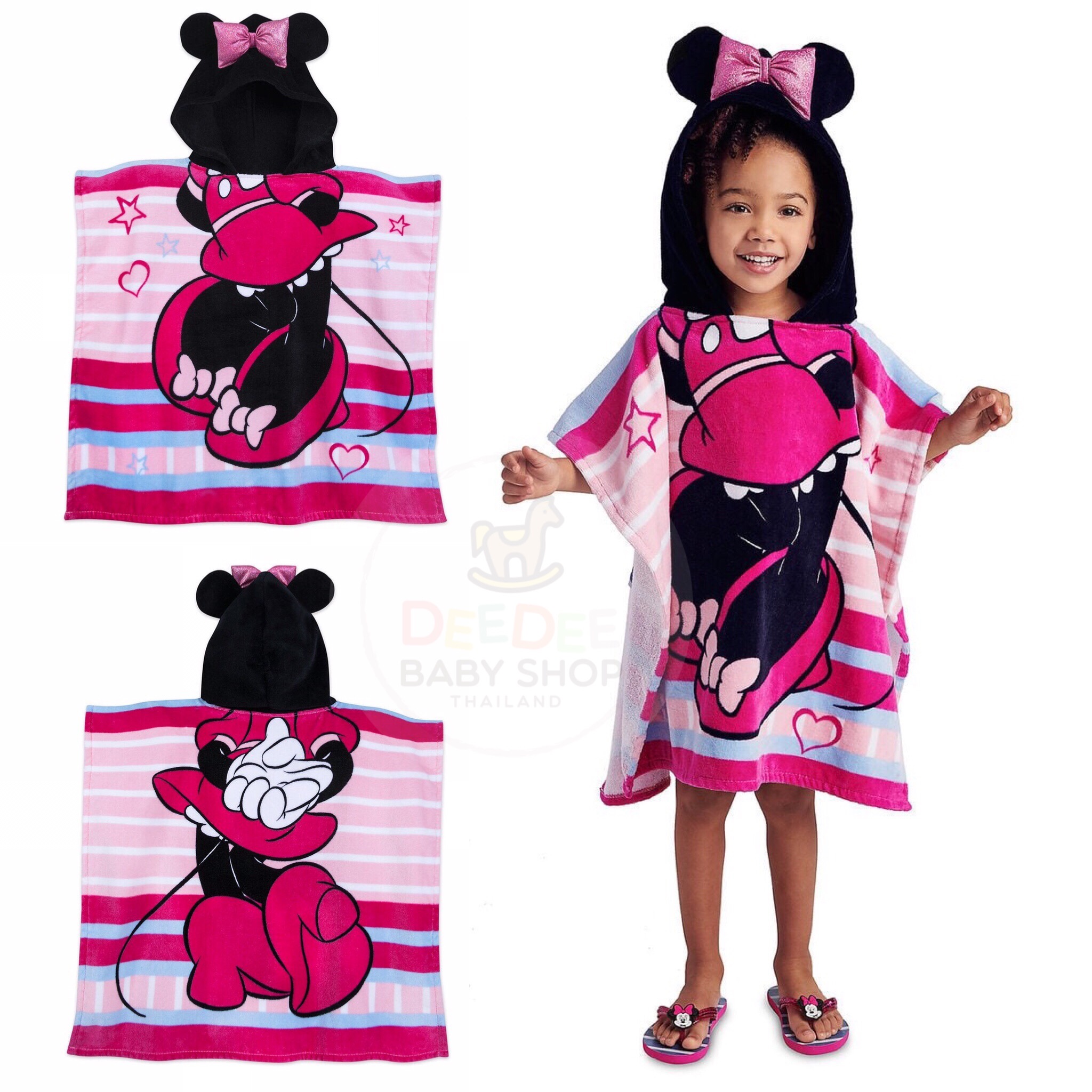 ผ้าเช็ดตัวพร้อมหมวกฮู้ดสำหรับเด็ก Disney Minnie Mouse Hooded Towel for Kids