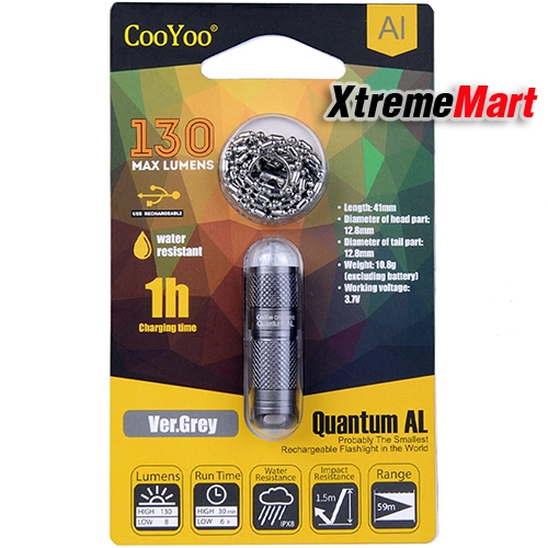 ไฟฉาย CooYoo Quantum AL Cree XP G2 Mini Rechargeable LED Flashlight - GRAY