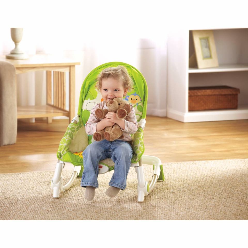 เปลโยกสั่นอัตโนมัติและเก้าอี้โยกปรับระดับได้ Fisher-Price Newborn-To-Toddler Portable Rocker (Giraffe)