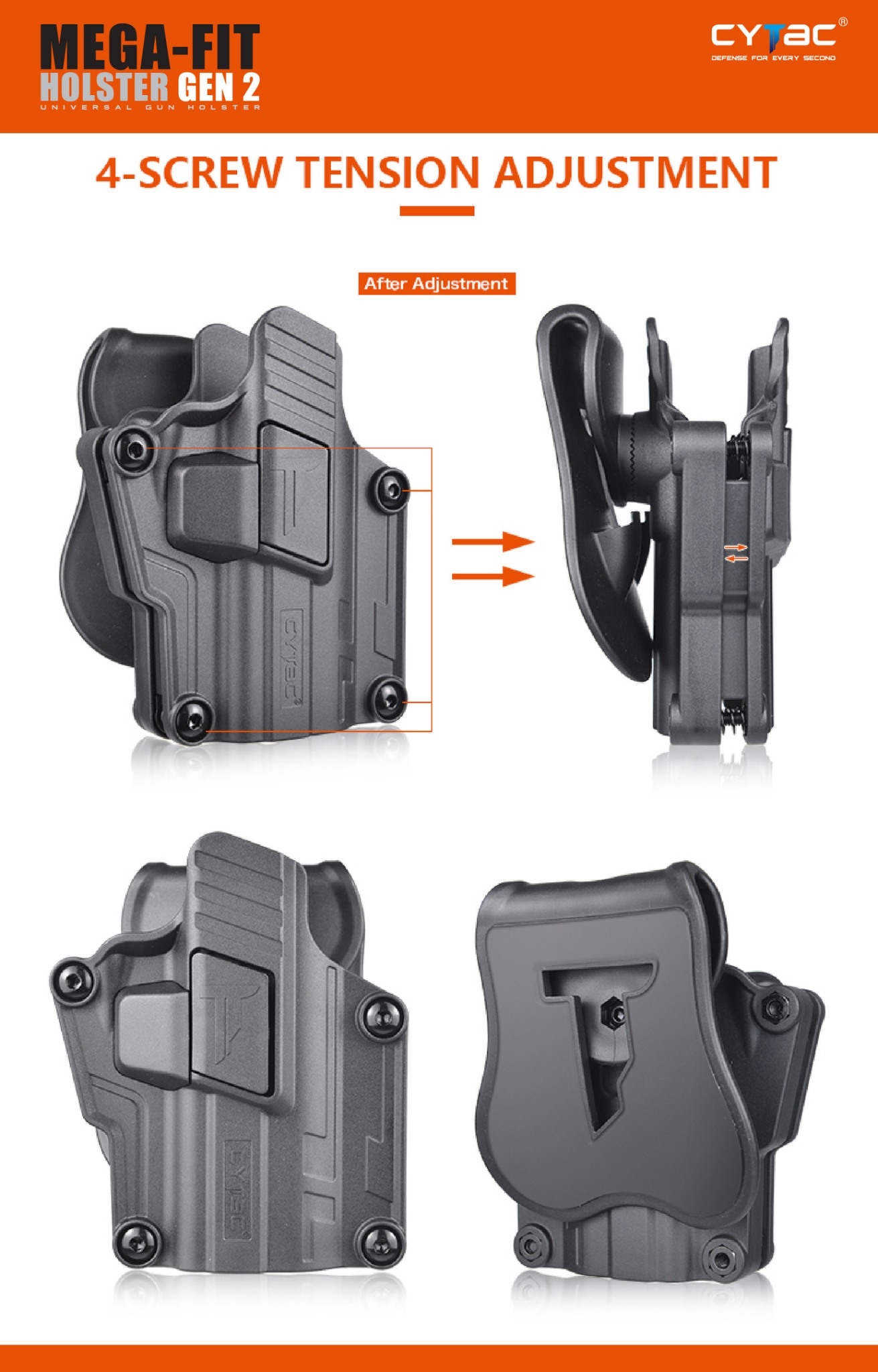 🇹🇭⫸ ซองพกนอก (ปลดล็อคนิ้วชี้ ) Cytac Mega-Fit Holster Gen2 [ CY-UHFSG2 ]