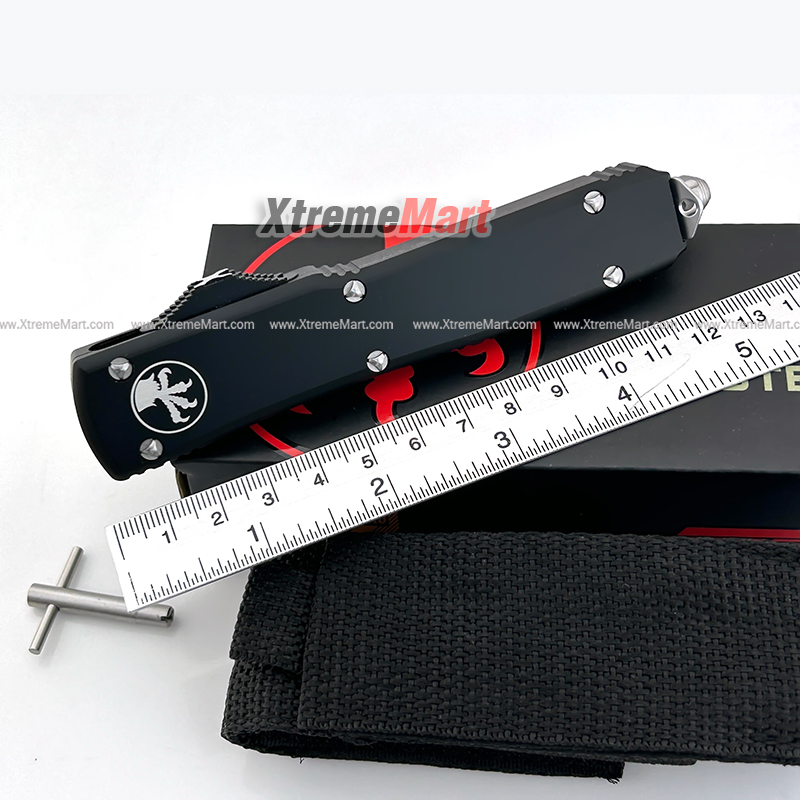 มีดสปริงขนาดกลาง Microtech (New Ultratech) คมเดียว ใบเงิน Combat Troodon 00556 Automatic Knife