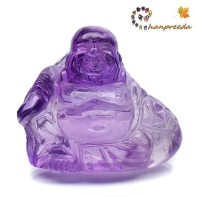 Carving Amethyst พลอยอเมทิสต์แกะสลัก รูปพระสังกัจจายน์ หนัก 54.61 กะรัต สีม่วงโทนหวาน อมชมพู ความสะอาดมีตำหนืภายในเม็ด แต่ชิ้นนี้จัดว่ามีตำหนิน้อยค่