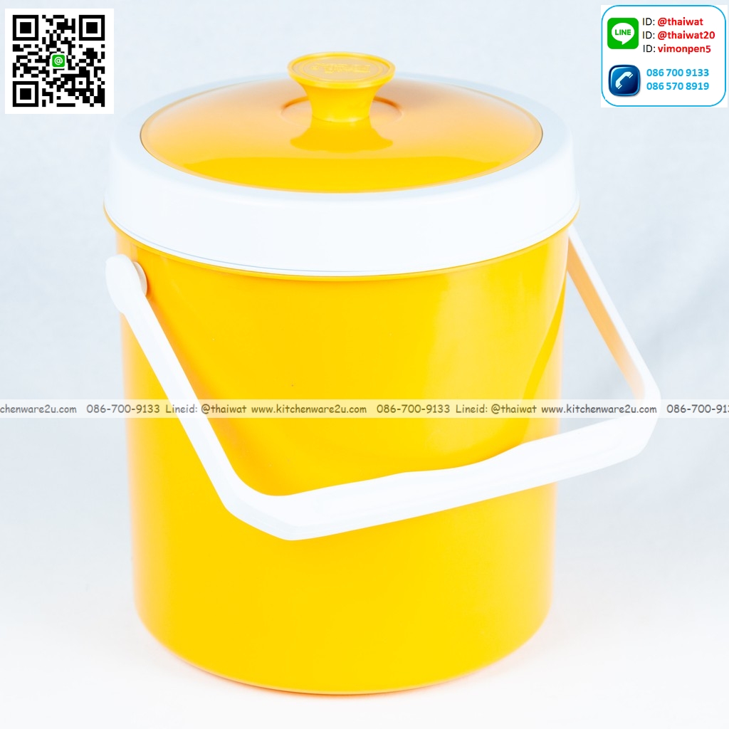 P05789 กระติก 4 ลิตร สีเหลือง (กว้าง 23 x ยาว 23 x สูง 28 ซม.) เกรดเอ No.154 (ราคาส่งต่อ 1 โหล: 12 ใบ )