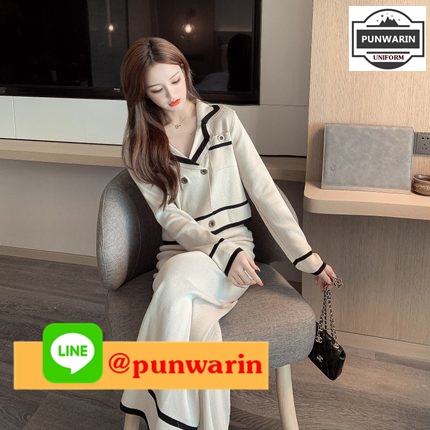 ชุดลำลองวันสบายๆ สาวเกาหลีวัยทำงานชุดเซทสองชิ้น สำเนา W6503003 สีภาพ S-XL