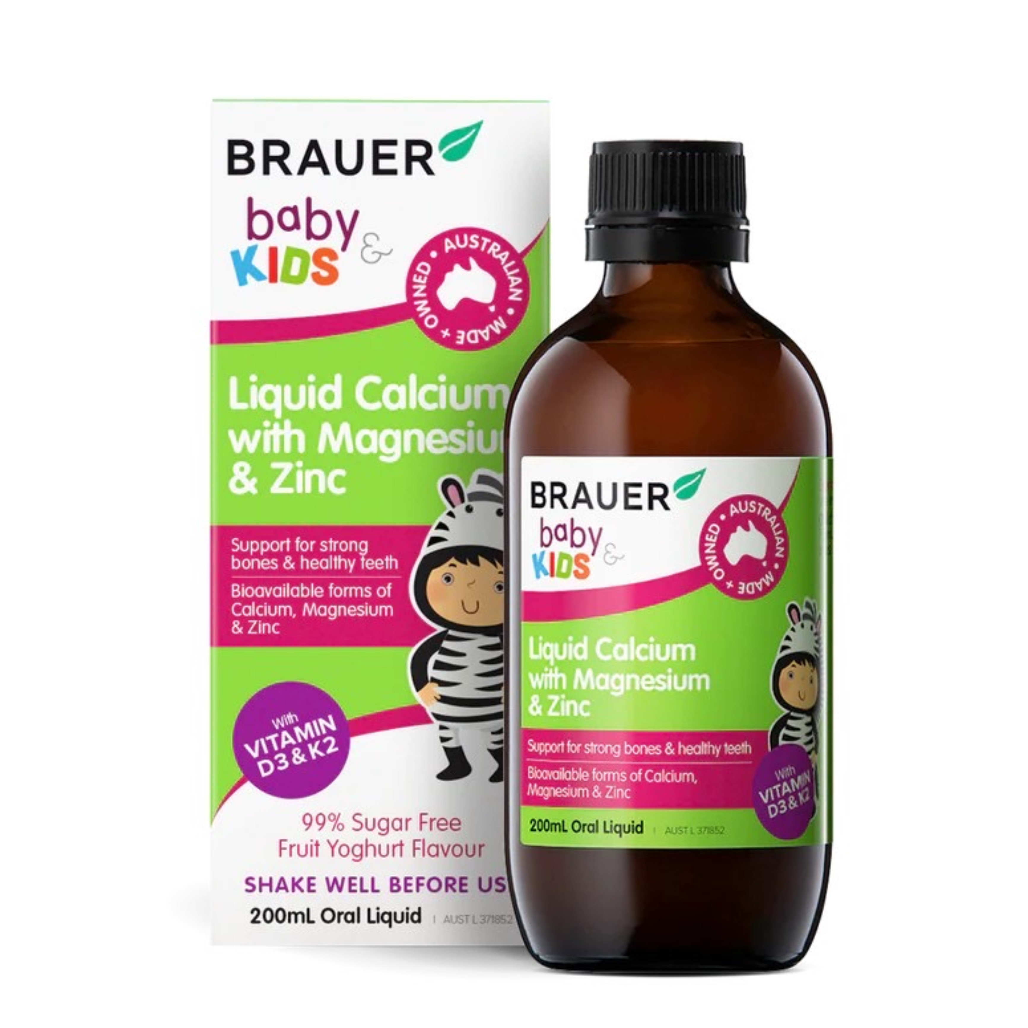 แคลเซียมสำหรับเด็ก BRAUER Kids Liquid Calcium with Magnesium & Zinc