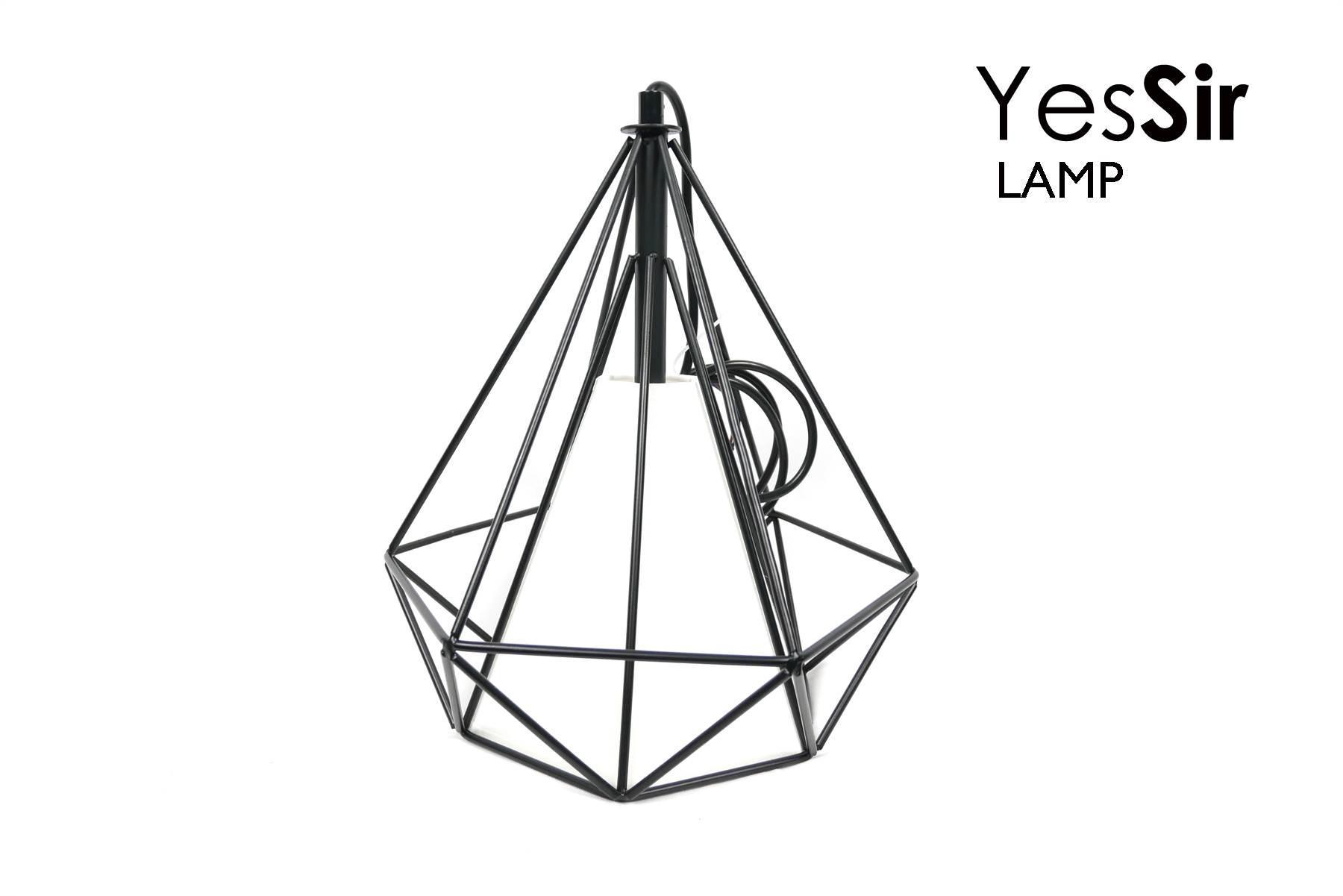 โคมไฟห้อยเพดานเหล็กดัด อเมริกัน โมเดิร์น ทรงเพชร สีดำ