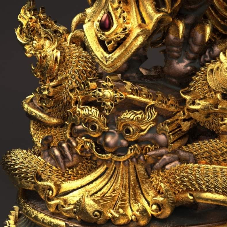 รูปหล่อ พญาครุฑ 6กร (พญานาค ราหู) เนื้อมหาชนวนทองจังโก้ (ขนาดตั้งบูชา 3นิ้ว) ปี2562