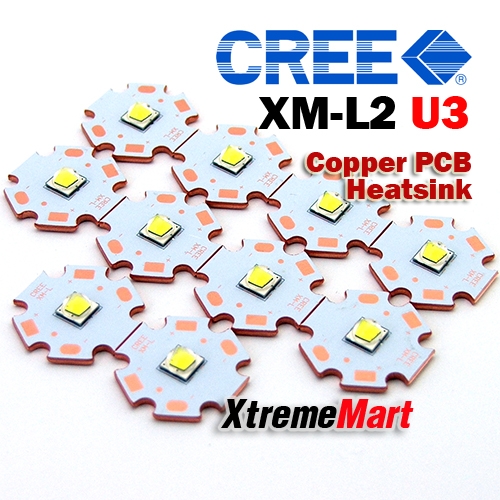 หลอด LED CREE XM-L2 U3 10W แสงขาว (6000-7000K) ฮีทซิ้งค์ทองแดง 20มม.