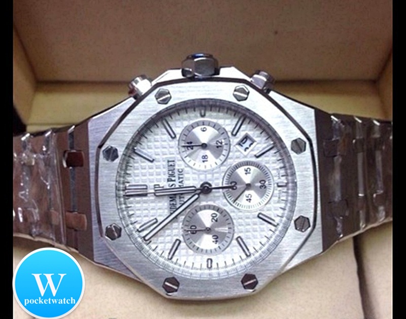 นาฬิกา Audemars Piguet Royal Oak Offshore เกรด Mirror สีเงิน สายเลสสีเงิน หน้าปัดสีขาว สุดยอดแห่งดีไซร์