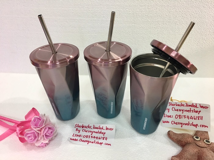 #ใครตามหาแก้วสตาร์บัคส์อเมริกาบู้บี้ไล่เฉดสีรุ้ง สวยมากค่ะ หายากด้วยค่ะ ทรงตัดเหลี่ยมเพชรที่หายากงานละเอียด ควรเก็บสะสมและเป็นของขวัญชิ้นเลอค่า