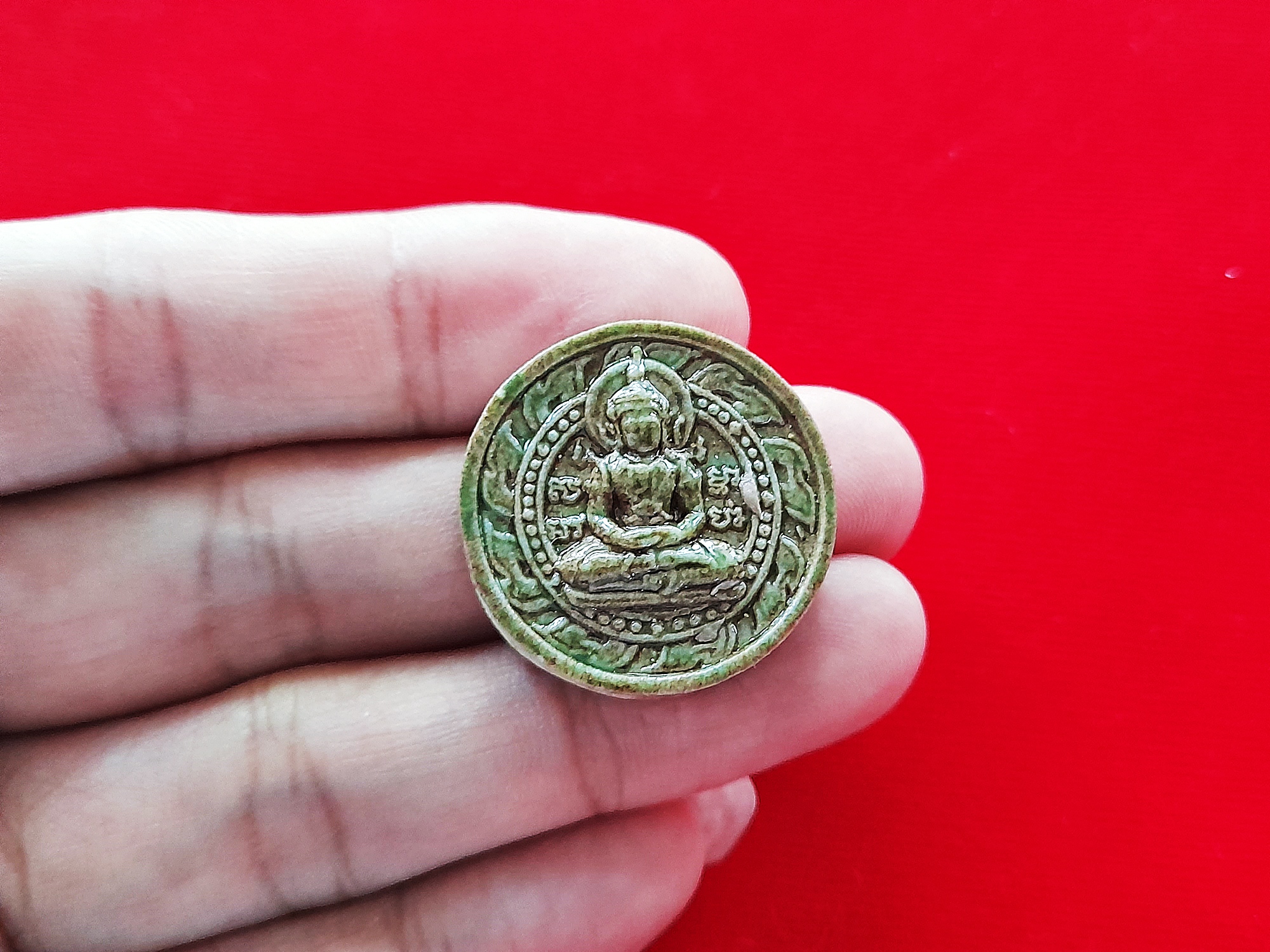 พระจักรพรรดิ ชัยมงคล เนื้อกระเบื้องเขียว สีเขียว เหนียวทรัพย์ ปี2550 พิธีใหญ่ #รับประกันแท้ - หลวงป๋า วัดหลวงพ่อสด ปลุกเสกทำวิชาธรรมกาย