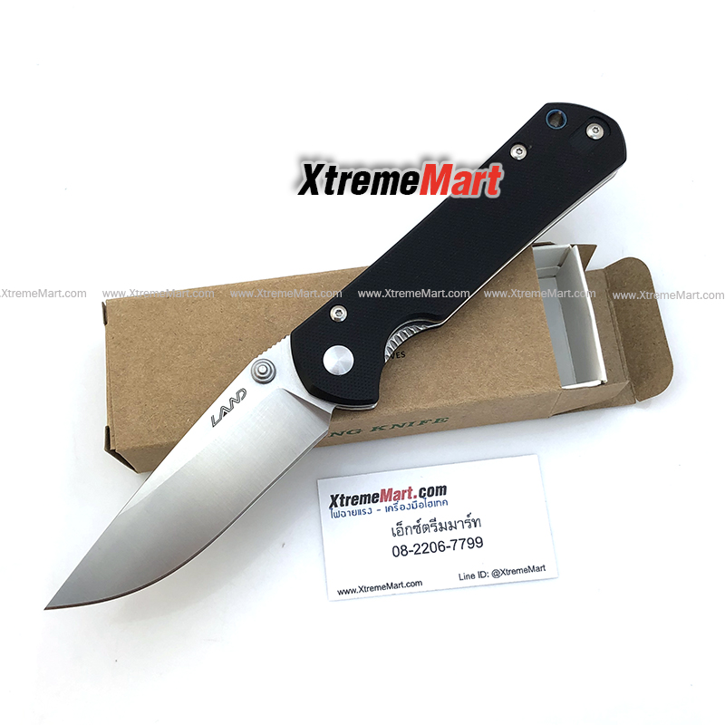 มีดพับ LAND รุ่น 910 Ver.2019 ใบมีดแข็งพิเศษ(12C27 Stainless) จุดหมุนตลับลูกปืน เปิด/ปิดลื่นมาก Folding Knife (ด้ามสีดำ)