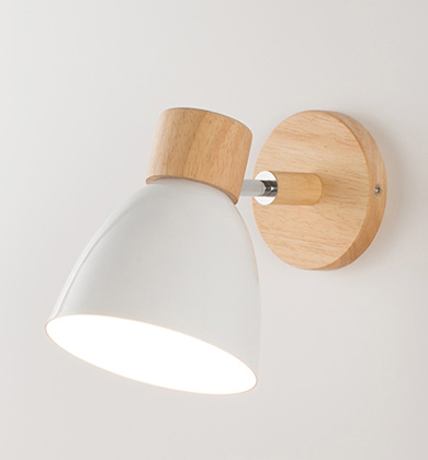 โคมไฟ Nordic ถ้วยแก้ว หัวไม้ Wall lamp