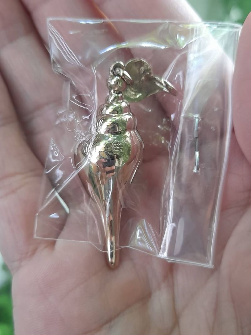 พระสังข์ (ขนาดเล็ก พกพา สามารถใส่ยอดน้ำได้จริง) เนื้อโลหะสัมฤทธิ์ #จารยันต์ #ตอกโค็ด ปี2565 #รับประกันแท้