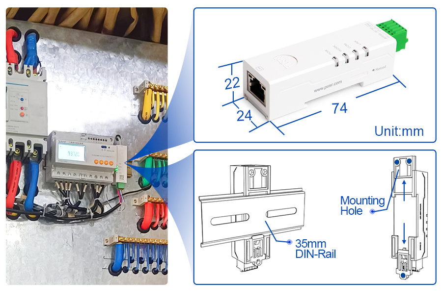 อุปกรณ์แปลงสัญญาณ RS485/RS232 TO LAN Support Modbus TCP/MQTT/HTTP(USR-DR132/134)