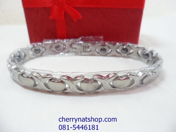 พร้อมส่งสร้อยข้อมือแม่เหล็กเพื่อสุขภา,พ สร้อยไทเทเนียมเจอรเมเนียม ,สร้อยประจุลบ รุ่นD