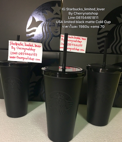 สายdark,สายเข้มไม่ควรพลาด Starbucks Cold Cup Stainless Steel Matte Black 16 ozหลอดพลาสติกดำ แก้วดำ