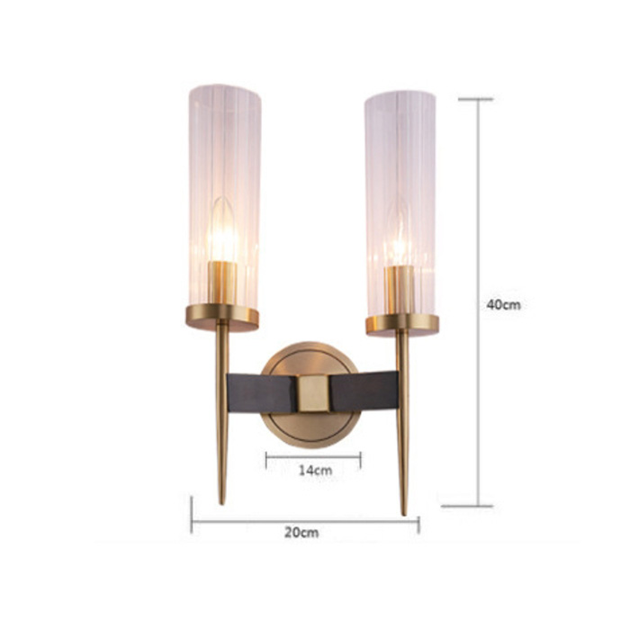 โคมไฟติดผนังภายในแก้วใสมีลอนทรงกระบอกแนวตั้งก้านปลายแหลม [CO-4562]