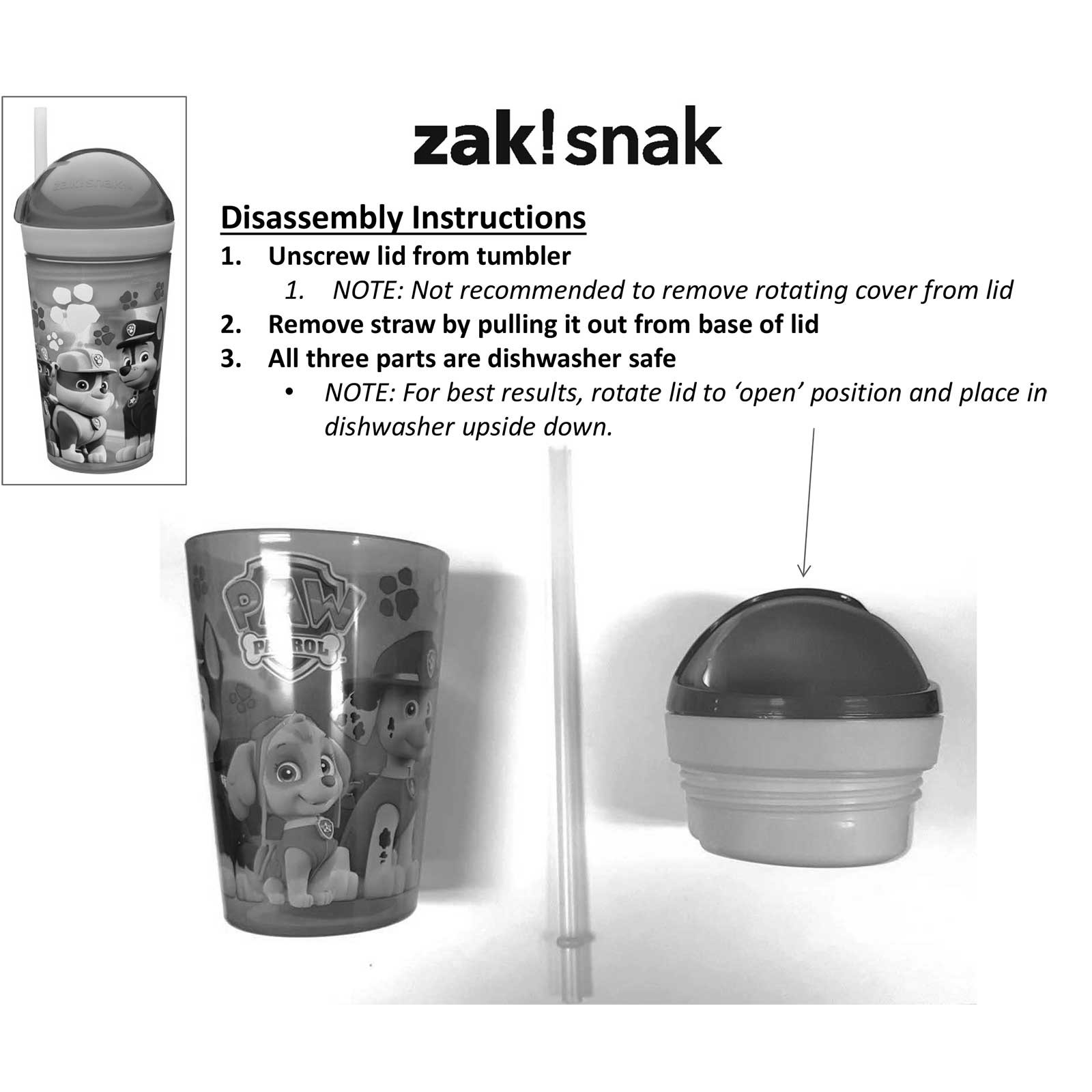 แก้วพร้อมหลอดดื่มสำหรับบรรจุเครื่องดื่มและของว่าง Zak!Snack Tumbler 2-in-1 Snack Cup (Finding Dory)