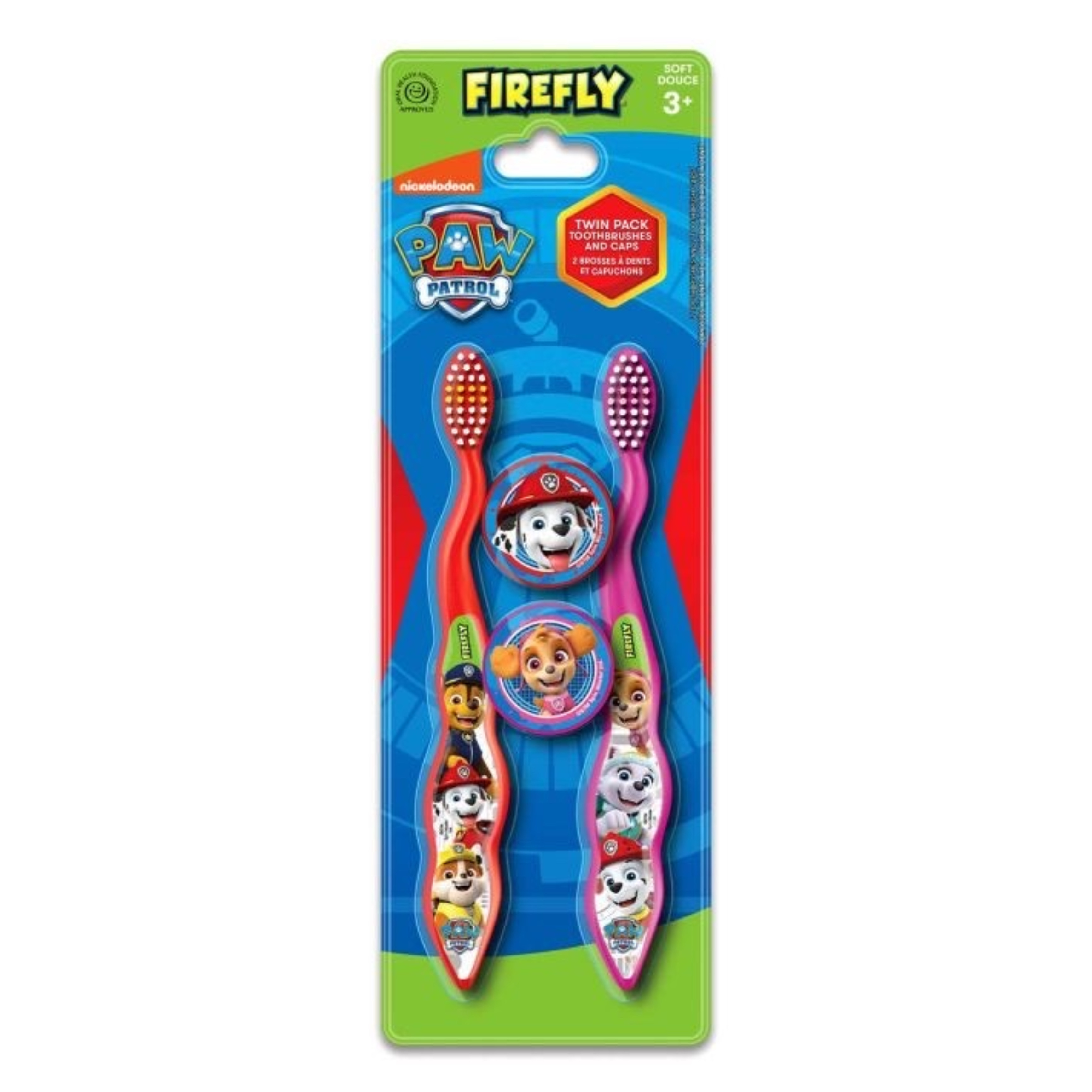แปรงสีฟันสำหรับเด็กพร้อมฝาครอบ FireFly Paw Patrol Twin Pack Toothbrushes with Caps Toothbrush